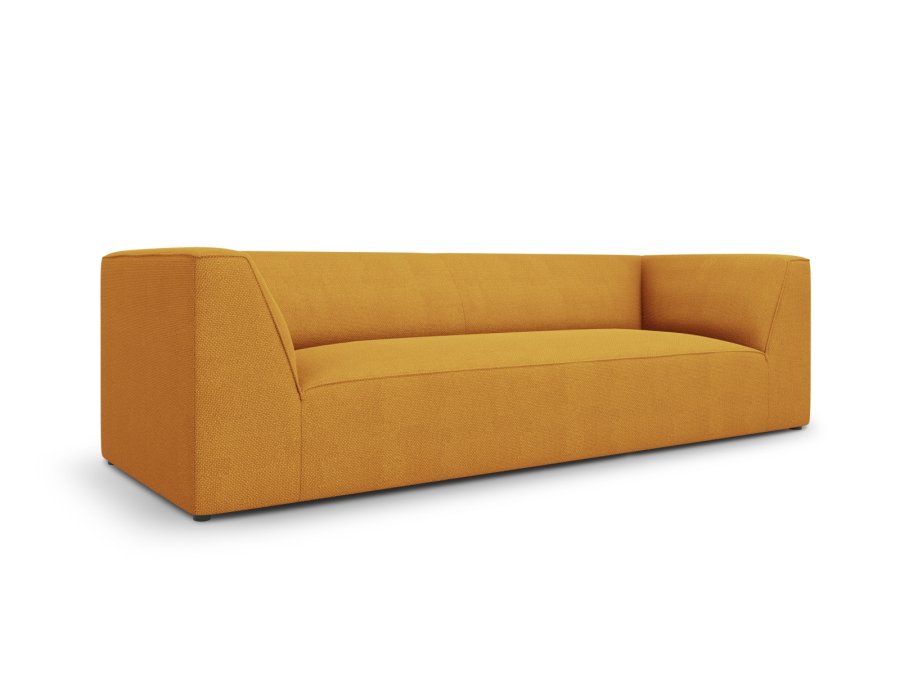 MICADONI Ruby sofa, 3 seter - gult stoff og sort plast