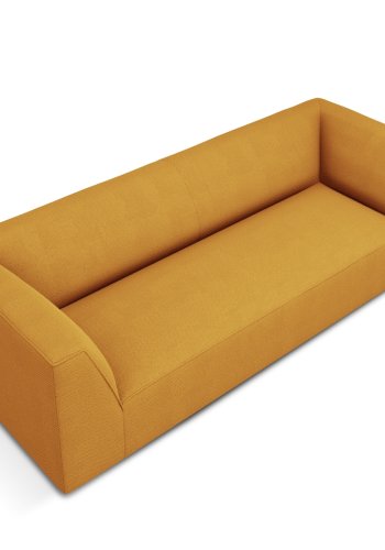 MICADONI Ruby sofa, 3 seter - gult stoff og sort plast