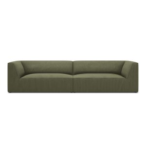 MICADONI Ruby sofa, 4 sder - grn corduroy stof og sort plast