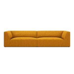 MICADONI Ruby sofa, 4 sder - gul corduroy stof og sort plast