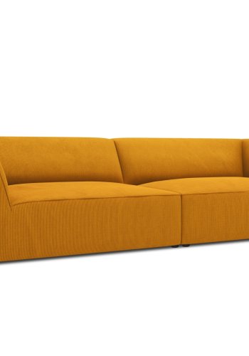 MICADONI Ruby Sofa, 4 Sitze - gelber Cordstoff und schwarzer Kunststoff