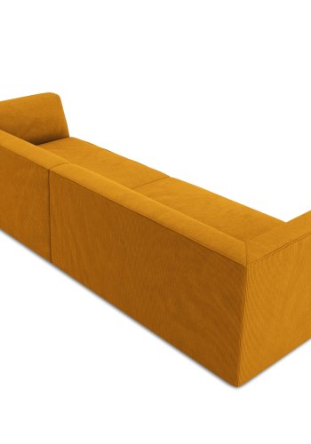 MICADONI Ruby Sofa, 4 Sitze - gelber Cordstoff und schwarzer Kunststoff