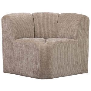 WOOOD MOJO MATBÄNK HÖRN MED RYGGSTÖD RIBBT TYG MÖRK SAND