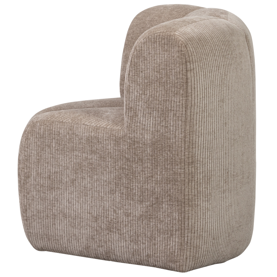 WOOOD MOJO MATBÄNK HÖRN MED RYGGSTÖD RIBBT TYG MÖRK SAND