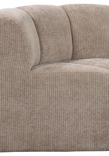 WOOOD MOJO MATBÄNK HÖRN MED RYGGSTÖD RIBBT TYG MÖRK SAND