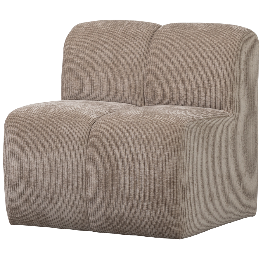 WOOOD MOJO MATBÄNK 84 CM MED RYGGSTÖD I RIBBATT TYG MÖRK SAND