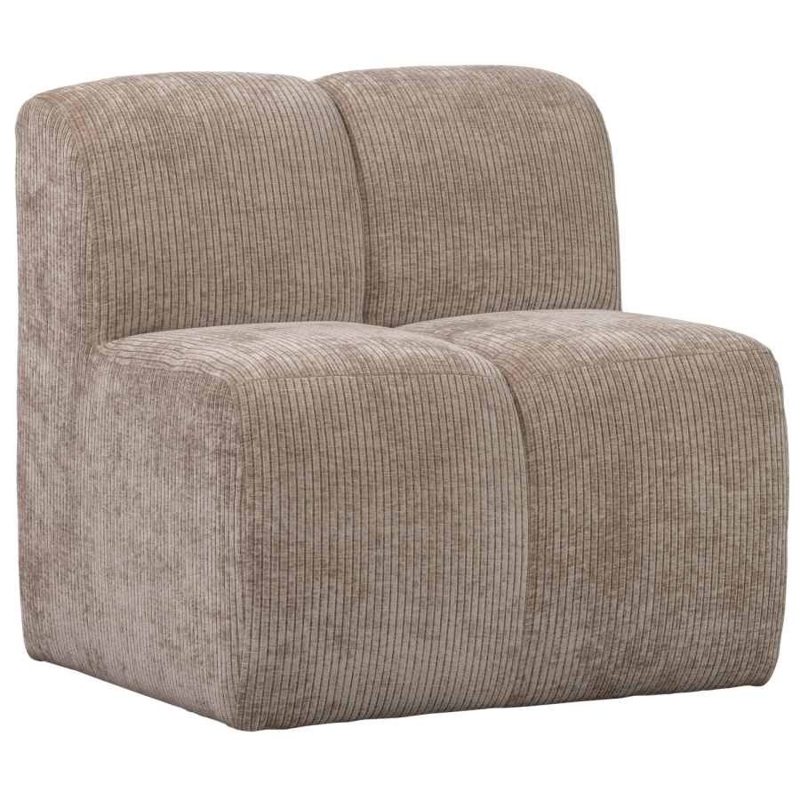 WOOOD MOJO MATBÄNK 84 CM MED RYGGSTÖD I RIBBATT TYG MÖRK SAND