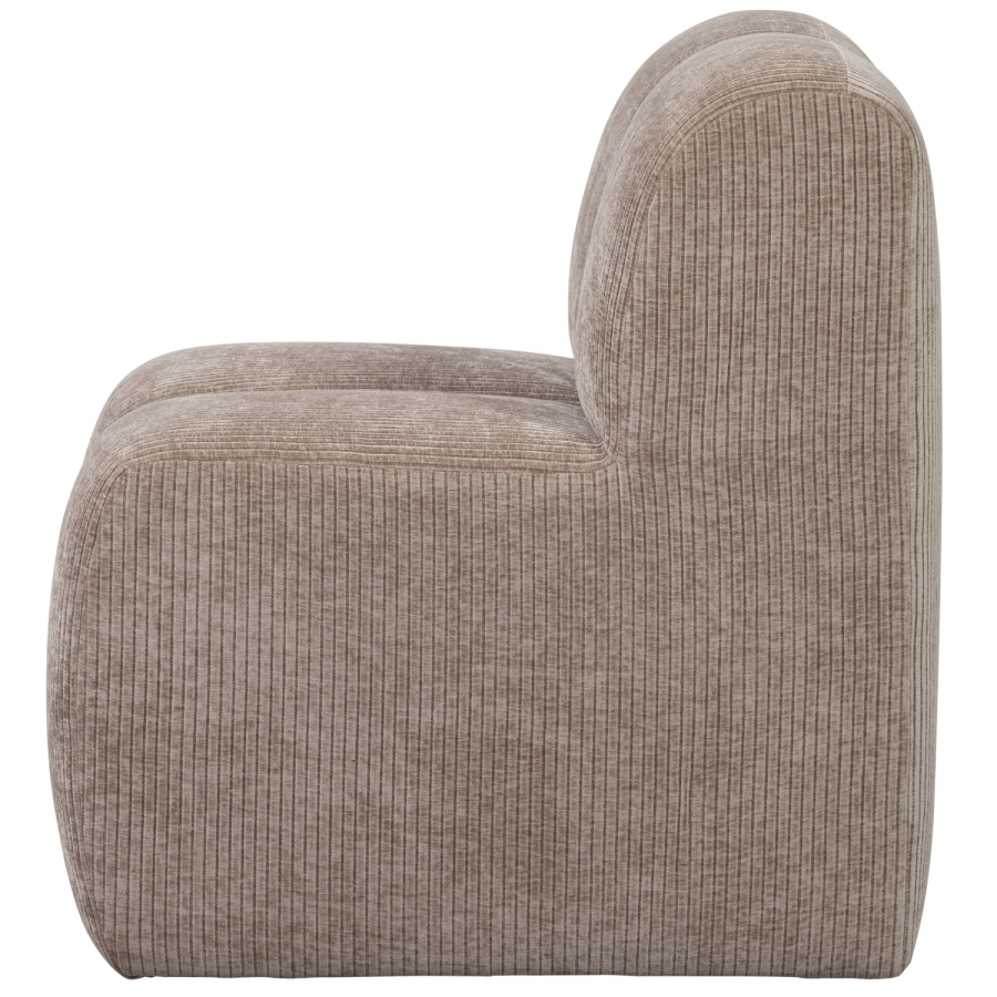 WOOOD MOJO MATBÄNK 84 CM MED RYGGSTÖD I RIBBATT TYG MÖRK SAND