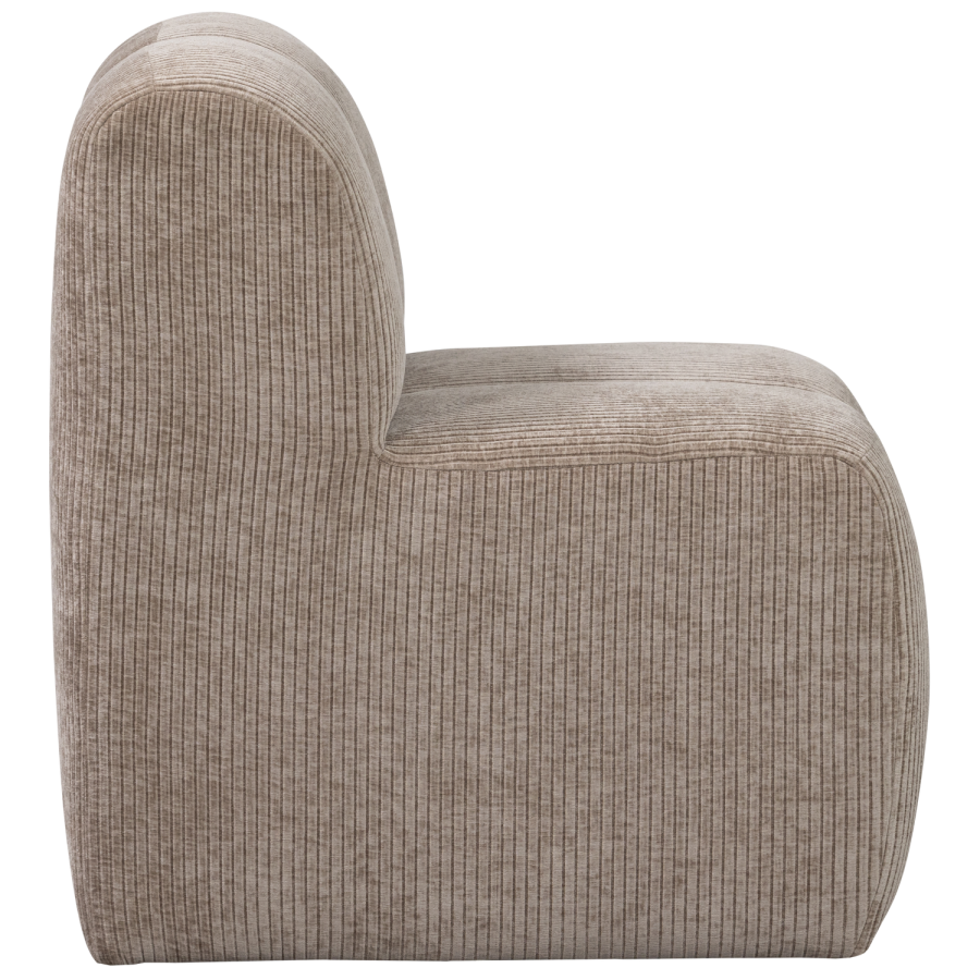 WOOOD MOJO MATBÄNK 84 CM MED RYGGSTÖD I RIBBATT TYG MÖRK SAND