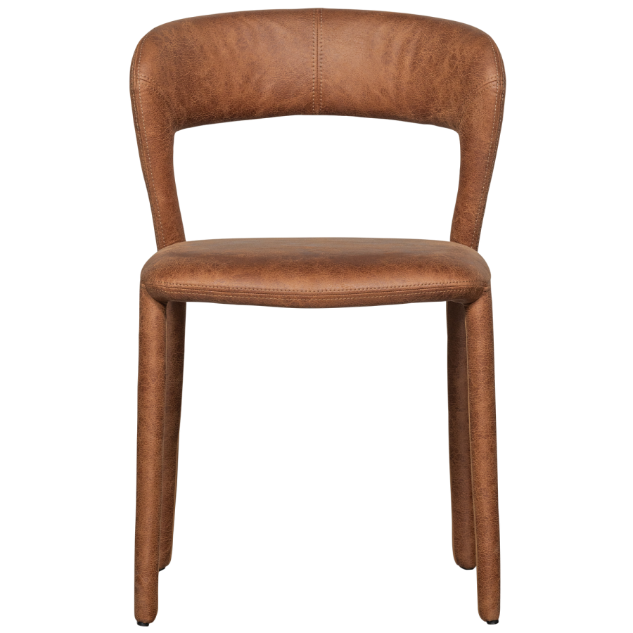 WOOOD NOBLE SPISESTOL I SKINNLOOK COGNAC