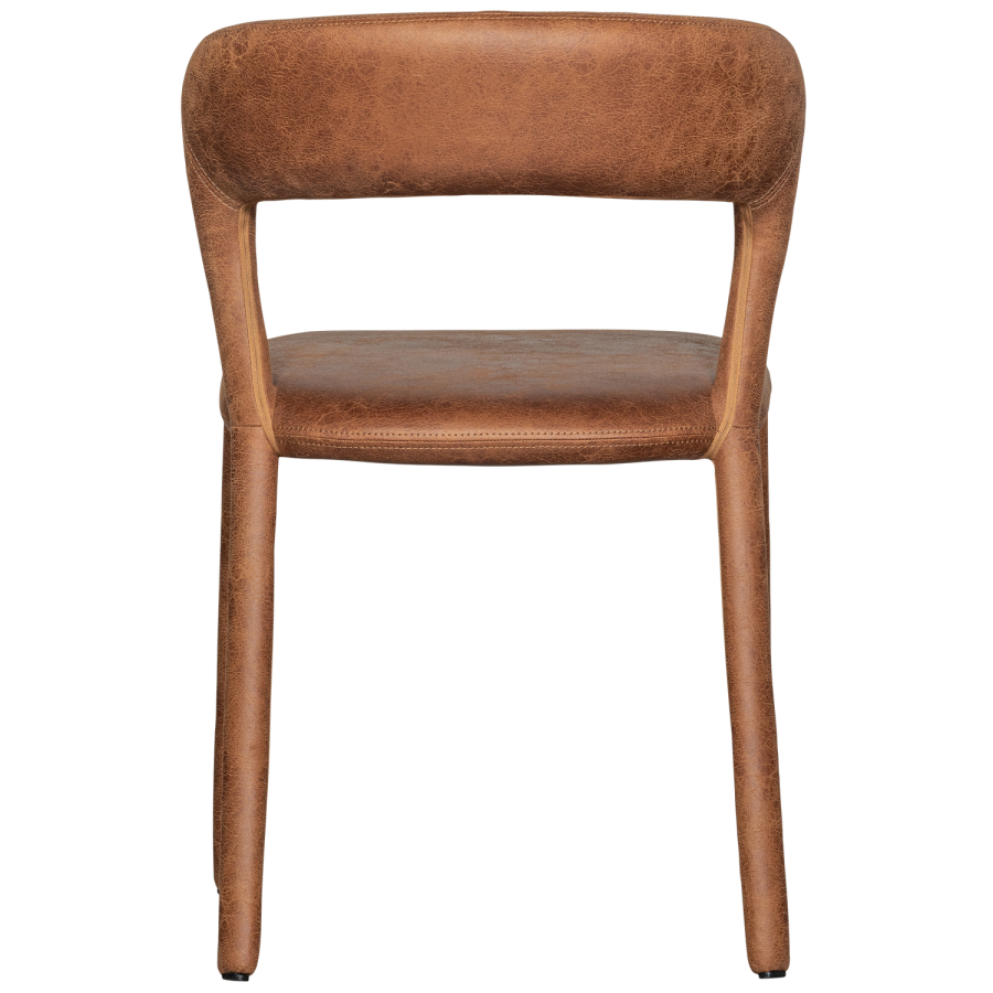 WOOOD NOBLE SPISESTOL I SKINNLOOK COGNAC