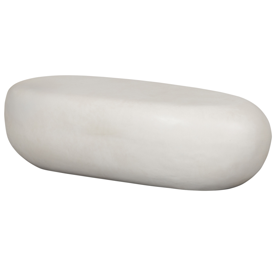 SOFFBORD I TRÄ MED STENSKIVA, VIT 28X100X43CM