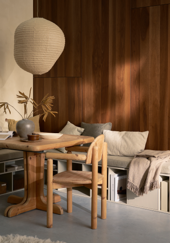 WOOOD Letterba(n)k XL b�nk, m. hynde, 1 push-to-open l�ge og hylder - mat st�v fyrretr�