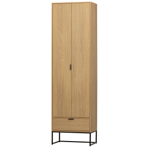 WOOOD Silas skp, med 2 dörrar, 3 hyllor och 1 lda - ekmelamin och svart metall