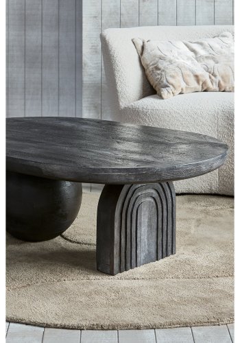 WOOOD Steppe salongbord, ovalt - svart mangotre (110x72)