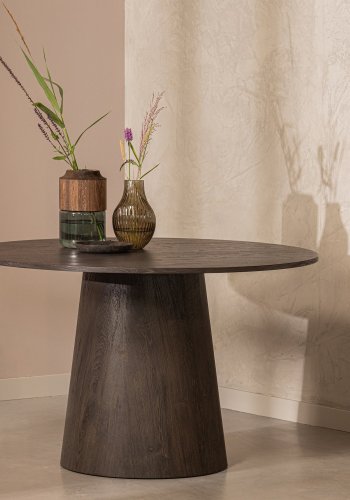 WOOOD Maan spisebord, rund - mrkebrun MDF (120)