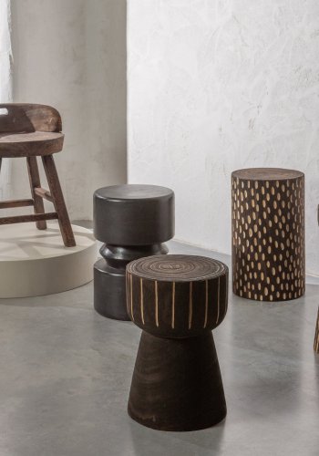 WOOOD Tuve sidebord, rund - brun/sort MDF (30)