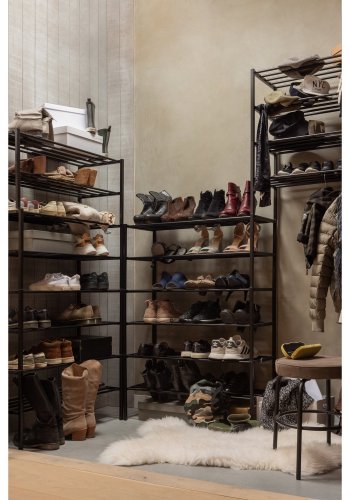 WOOOD Ferro skohylde - sort jern (st med 4 stabelbare stativer)