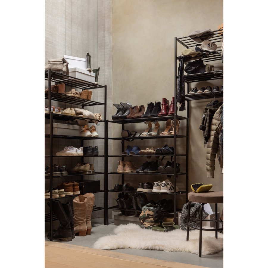 WOOOD Ferro skohylde - sort jern (st med 3 stabelbare stativer)