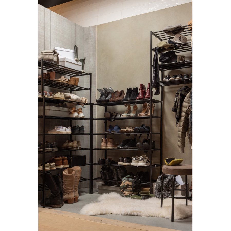 WOOOD Ferro skohylde - sort jern (st med 3 stabelbare stativer)