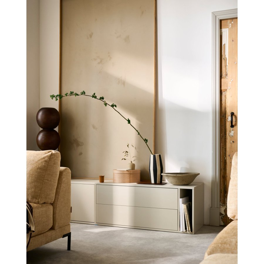 VTWONEN Settle Down TV-bord, m. 2 lger, 2 skuffer og 1 hylde - dust fyrretr (200x45)