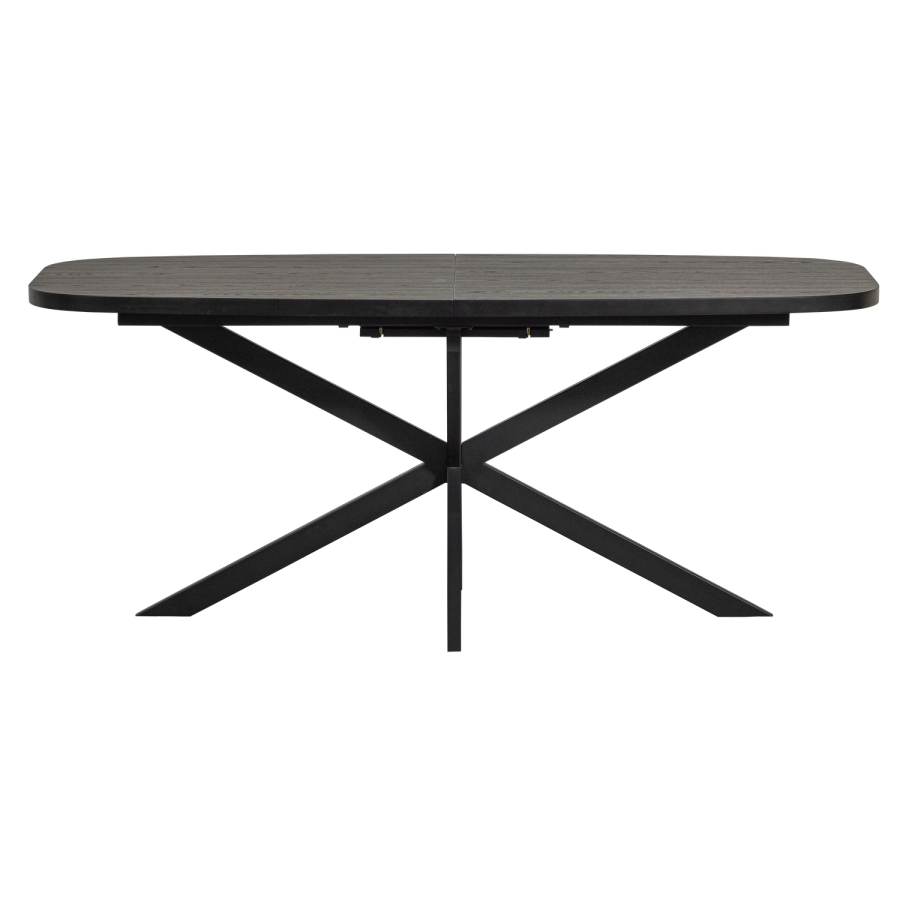 WOOOD ARROS SPISEBORD MED UDTRKKELSE 180-220X90CM MDF SORT