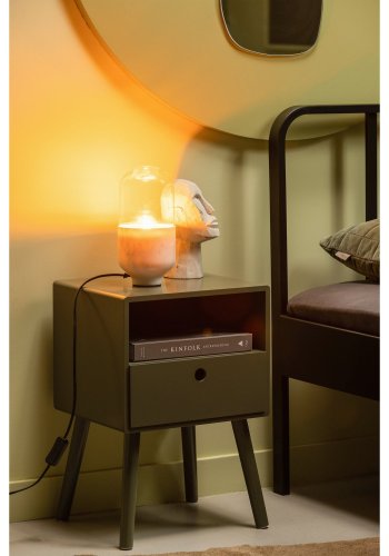 WOOOD Ozzy natbord, m. 1 rum og 1 skuffe - varm grn MDF (36x30)