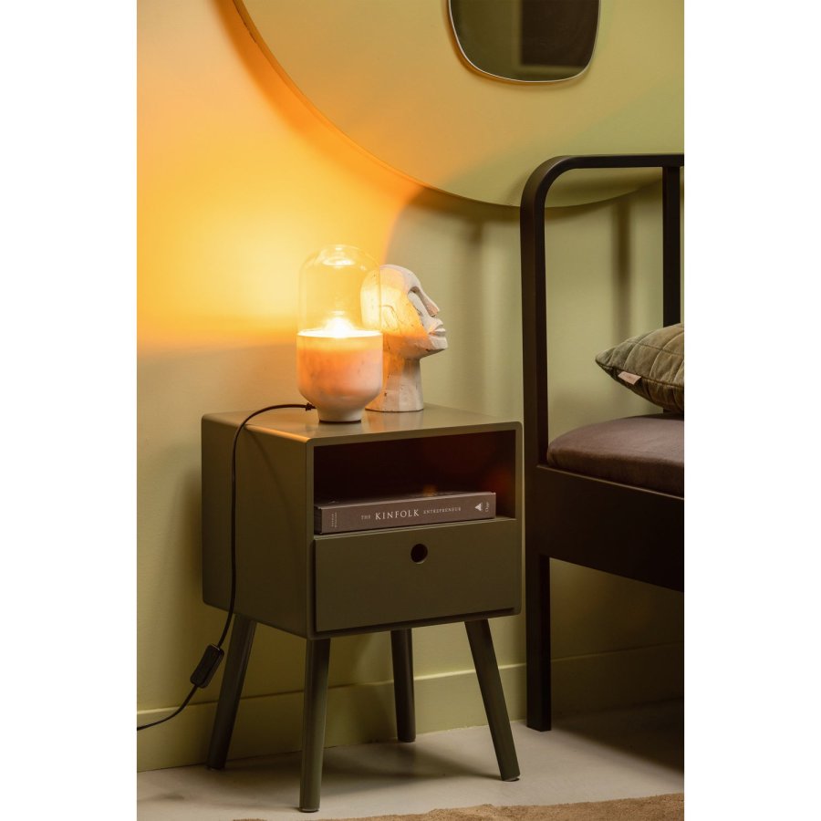 WOOOD Ozzy natbord, m. 1 rum og 1 skuffe - varm grn MDF (36x30)