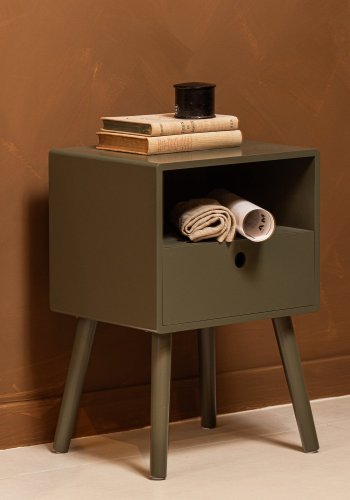 WOOOD Ozzy natbord, m. 1 rum og 1 skuffe - varm grn MDF (36x30)