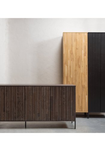 WOOOD New Gravure sknk, m. 4 lger og 4 hylder - espresso askefinér