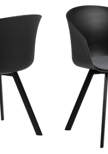 ACT NORDIC Moon spisebordsstol, m. armln - gr stof, mat sort ru polypropylen og sort stl