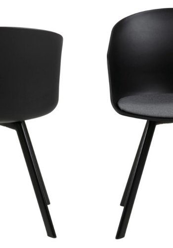 ACT NORDIC Moon spisebordsstol, m. armln - gr stof, mat sort ru polypropylen og sort stl