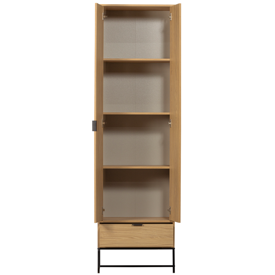 WOOOD Silas skp, med 2 dörrar, 3 hyllor och 1 lda - ekmelamin och svart metall