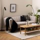ACT NORDIC Tampa 3-Sitzer-Sofa - beiger Stoff und schwarzes Gummibaumholz