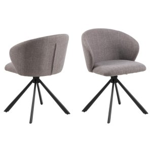 ACT NORDIC Pippa spisebordsstol, m. drejefunktion - lys grbrun stof og sort stl