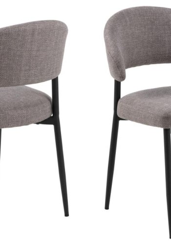 ACT NORDIC Edina Esszimmerstuhl - hellgraubrauner Stoff und schwarzer Stahl