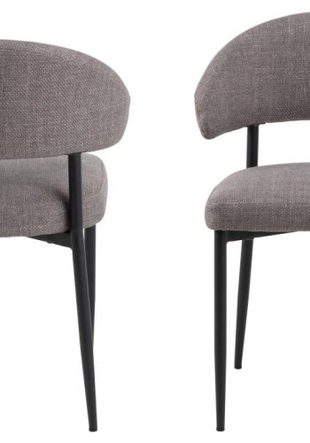 ACT NORDIC Edina Esszimmerstuhl - hellgraubrauner Stoff und schwarzer Stahl