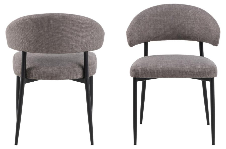 ACT NORDIC Edina Esszimmerstuhl - hellgraubrauner Stoff und schwarzer Stahl