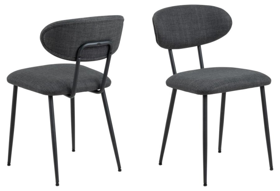 ACT NORDIC Denise spisestuestol - mrkegrtt stoff og sort stl