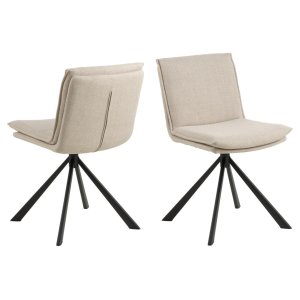 ACT NORDIC Flynn spisebordsstol, m. drejefunktion - beige stof og sort stl