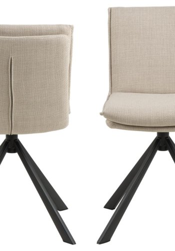 ACT NORDIC Flynn Esszimmerstuhl, mit Drehfunktion – beiger Stoff und schwarzer Stahl