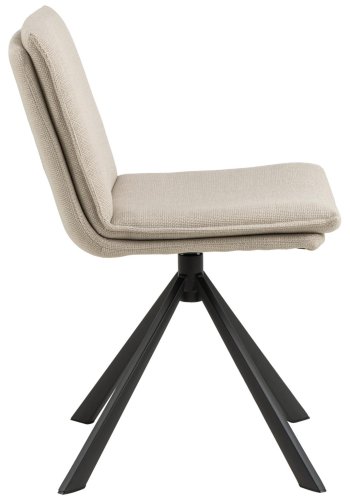 ACT NORDIC Flynn Esszimmerstuhl, mit Drehfunktion – beiger Stoff und schwarzer Stahl