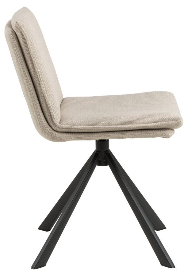 ACT NORDIC Flynn Esszimmerstuhl, mit Drehfunktion – beiger Stoff und schwarzer Stahl