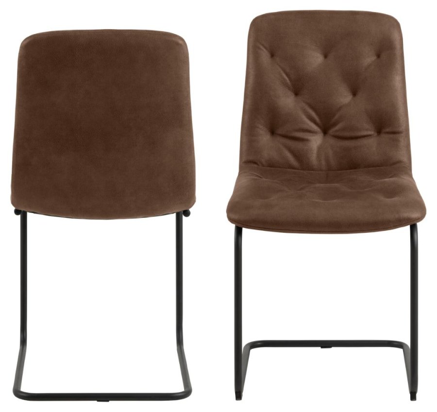 ACT NORDIC Kira Esszimmerstuhl - brauner Stoffmix und schwarzer Stahl