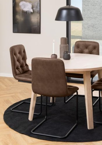 ACT NORDIC Kira Esszimmerstuhl - brauner Stoffmix und schwarzer Stahl