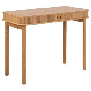 ACT NORDIC Langley skrivebord, m. lamelfront og 2 skydelger - natur egefinr og eg (100x50x75)