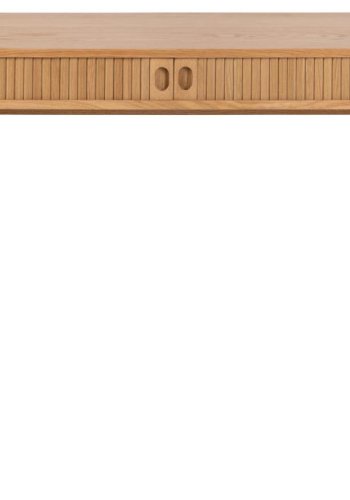 ACT NORDIC Langley Schreibtisch, mit Lamellenfront und 2 Schiebetüren – natürliches Eichenfurnier und Eiche (100x50x75)