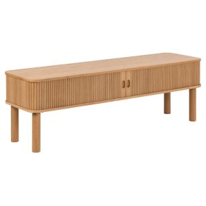 ACT NORDIC Langley TV-bord, w. spjälfront och 2 skjutdörrar - naturlig ekfaner och ek (140x40x45)