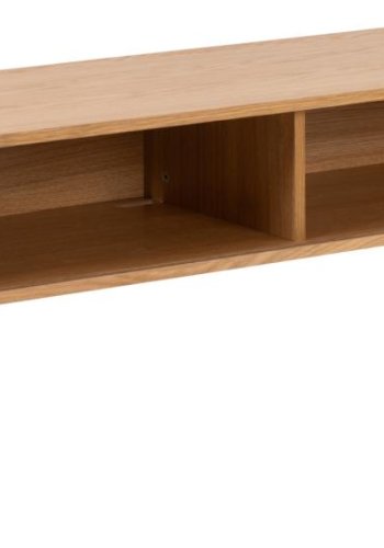 ACT NORDIC Langley TV-Tisch, mit Lamellenfront und 2 Schiebetüren - Eichenfurnier natur und Eiche (140x40x45)