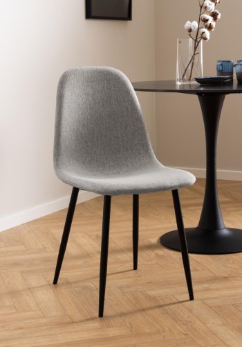 ACT NORDIC Celia spisestuestol - lysegr stoff og matt sort stl